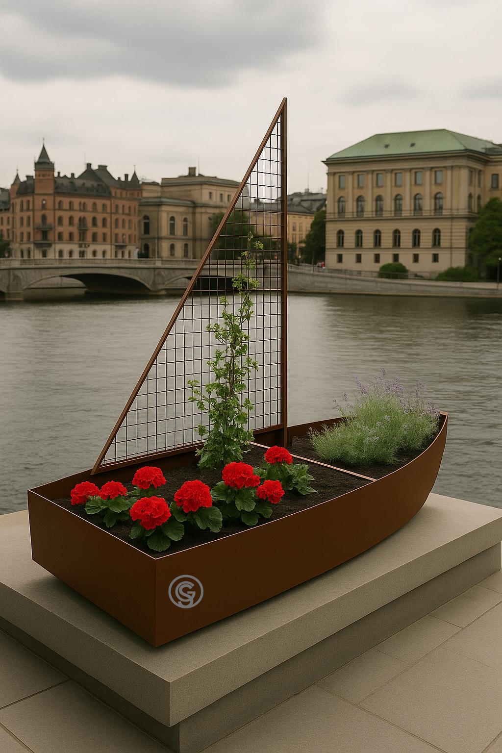 Blekinge-Ekan – blomkruka i cortenplåt längd 3 meter - Bild 2
